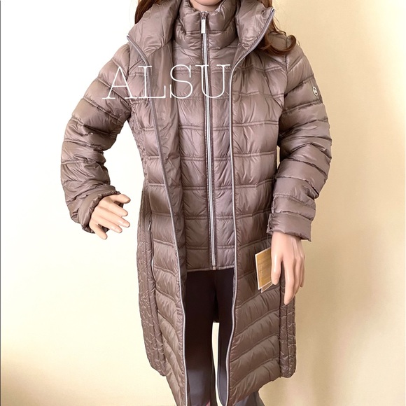 Michael Kors 🔥SALE!🔥 Hooded Packable Down Puffer Coat Taup 77T4377M82 - Picture 5 of 14